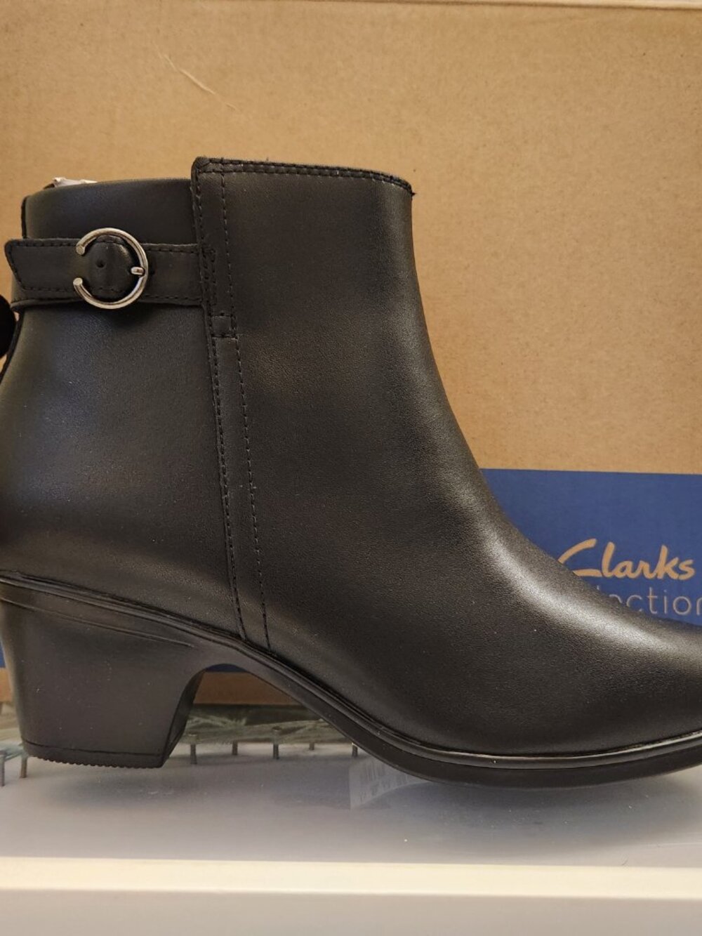 Clarks Black Leather "Emily 2 Belle" Booties. NIB. Size 7